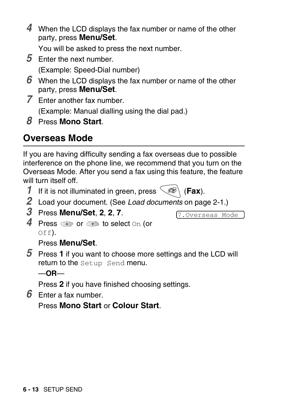 Overseas mode, Overseas mode -13 | Brother FAX-1820C User Manual | Page 84 / 174