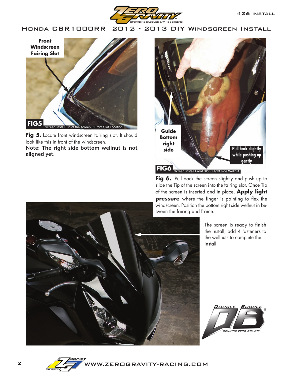 Fig6, Fig5 | Zero Gravity Honda CBR 1000RR (12-13) Windscreen User Manual | Page 2 / 2