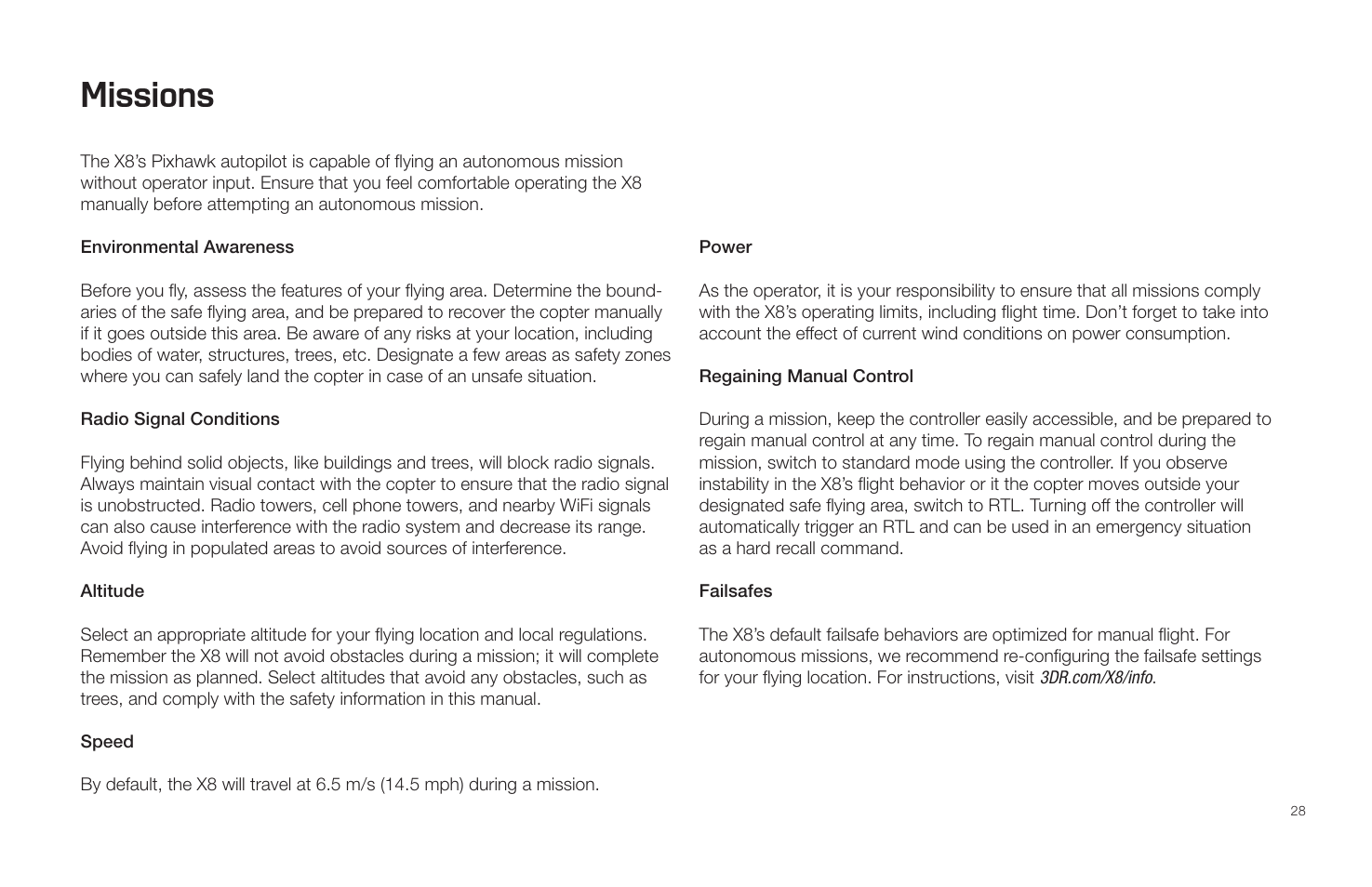 Missions | 3D Robotics X8 Plus User Manual | Page 30 / 36