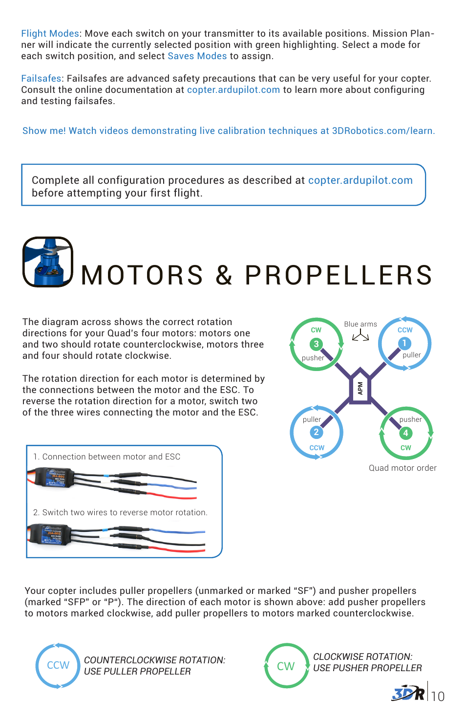 Motors & propellers | 3D Robotics DIY Quad Kit User Manual | Page 11 / 12