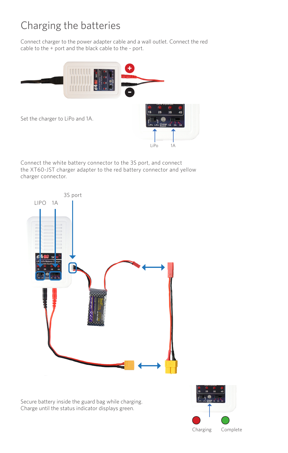 Charging the batteries | 3D Robotics RTF Aero OSD User Manual | Page 3 / 5