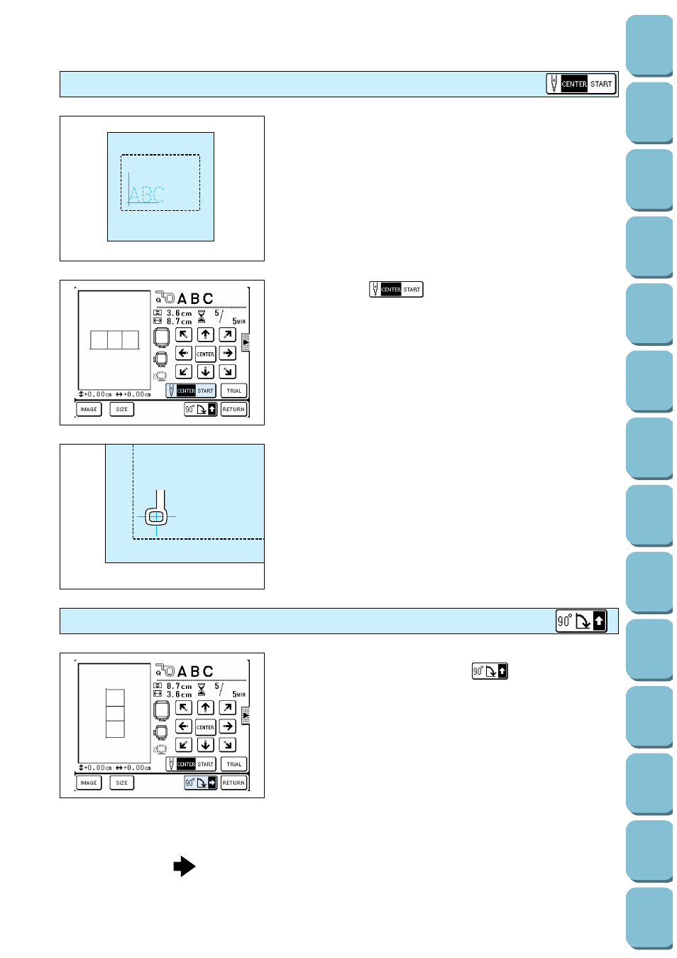 Embroidering from a specific starting point, Changing the pattern direction | Brother PC 8500 User Manual | Page 128 / 196