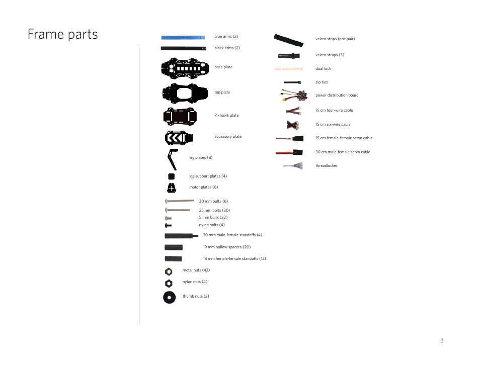 Frame parts | 3D Robotics 3DR DIY Quad User Manual | Page 3 / 23