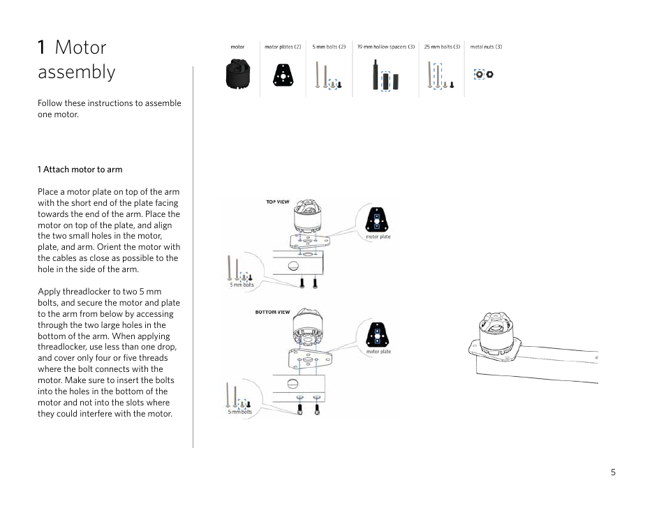 1 motor assembly | 3D Robotics 3DR DIY Quad User Manual | Page 5 / 23