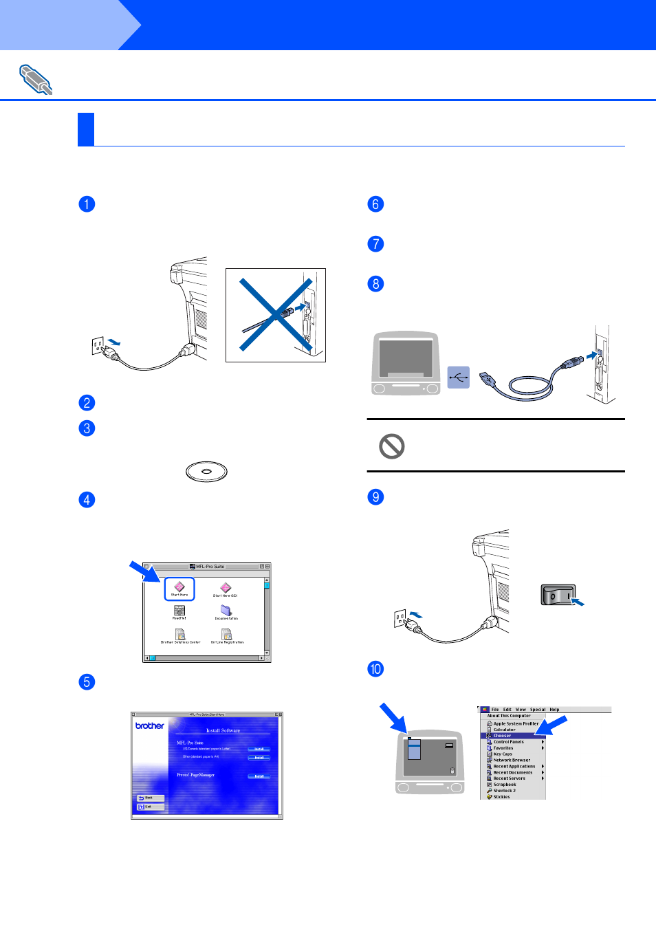 For usb interface cable users, For mac® os 8.6 to 9.2, For mac | Os 8.6 to 9.2, Step 2, Installing the driver & software | Brother DCP-8025D User Manual | Page 41 / 54