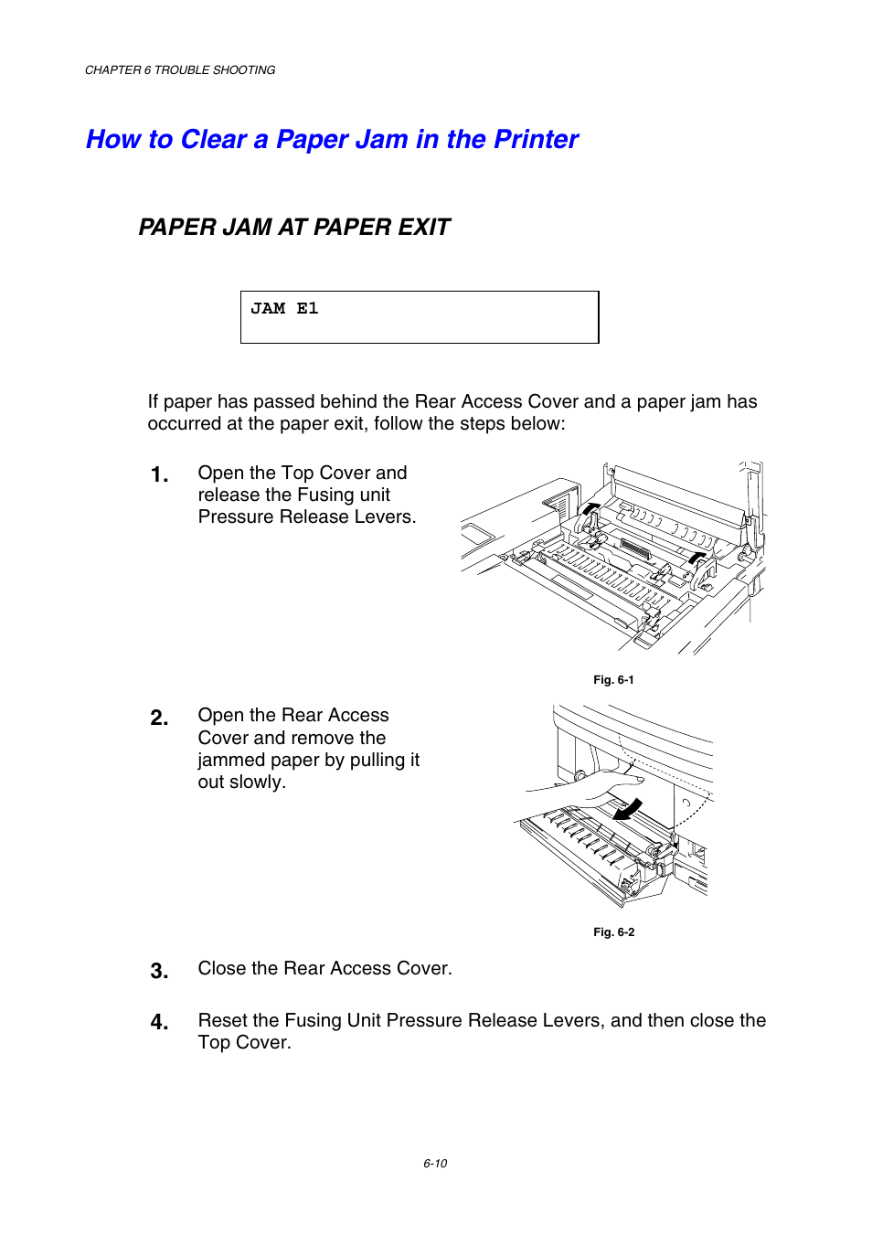 How to clear a paper jam in the printer, Paper jam at paper exit | Brother HL-2600CN Series User Manual | Page 188 / 225