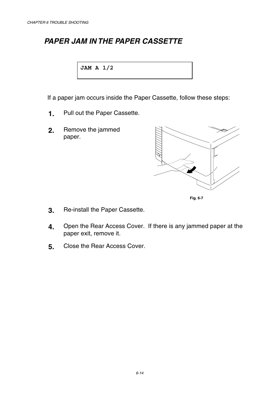 Paper jam in the paper cassette | Brother HL-2600CN Series User Manual | Page 192 / 225