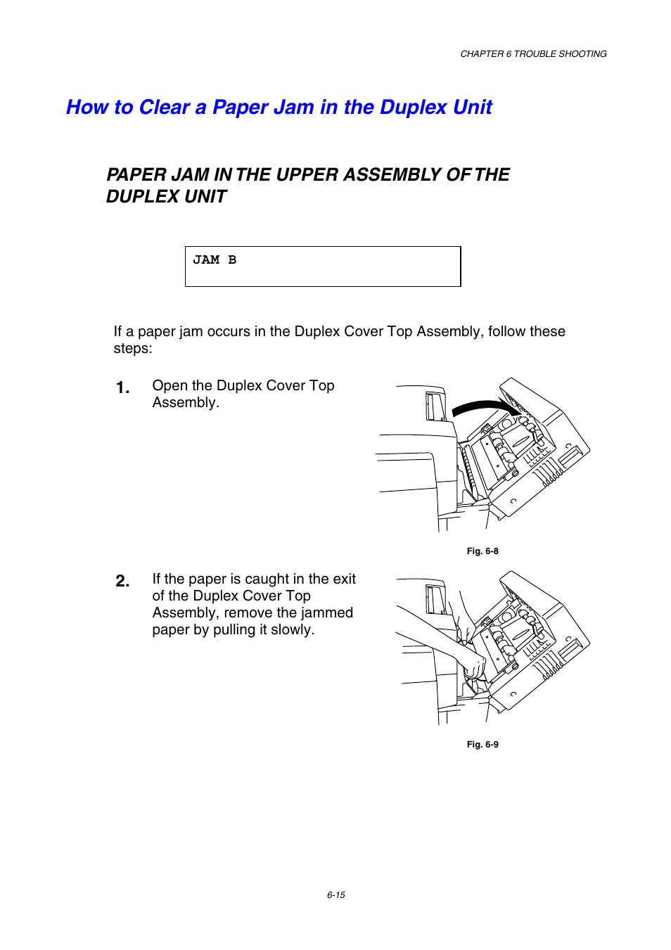 How to clear a paper jam in the duplex unit, Paper jam in the upper assembly of the duplex unit | Brother HL-2600CN Series User Manual | Page 193 / 225