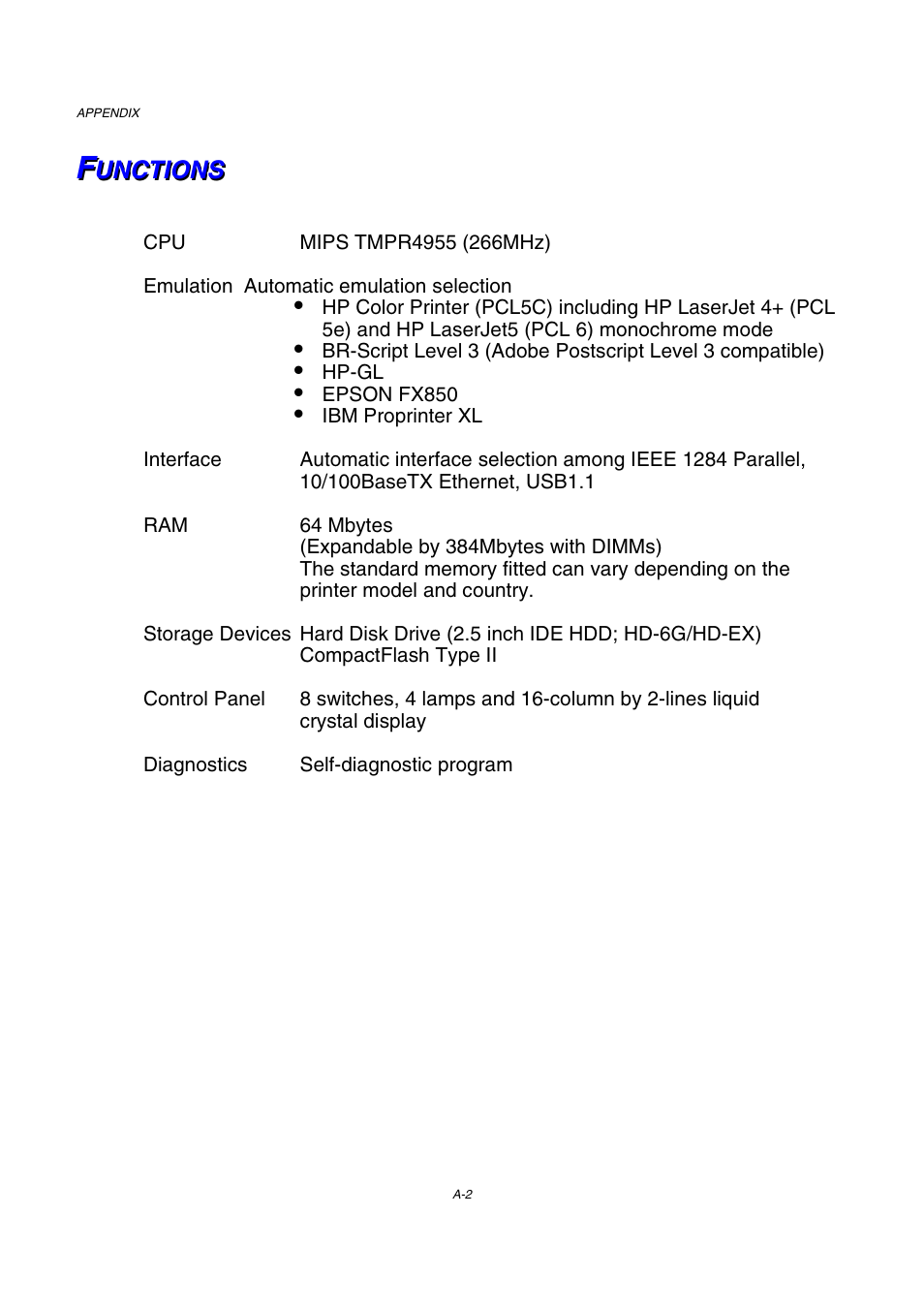 Functions | Brother HL-2600CN Series User Manual | Page 207 / 225