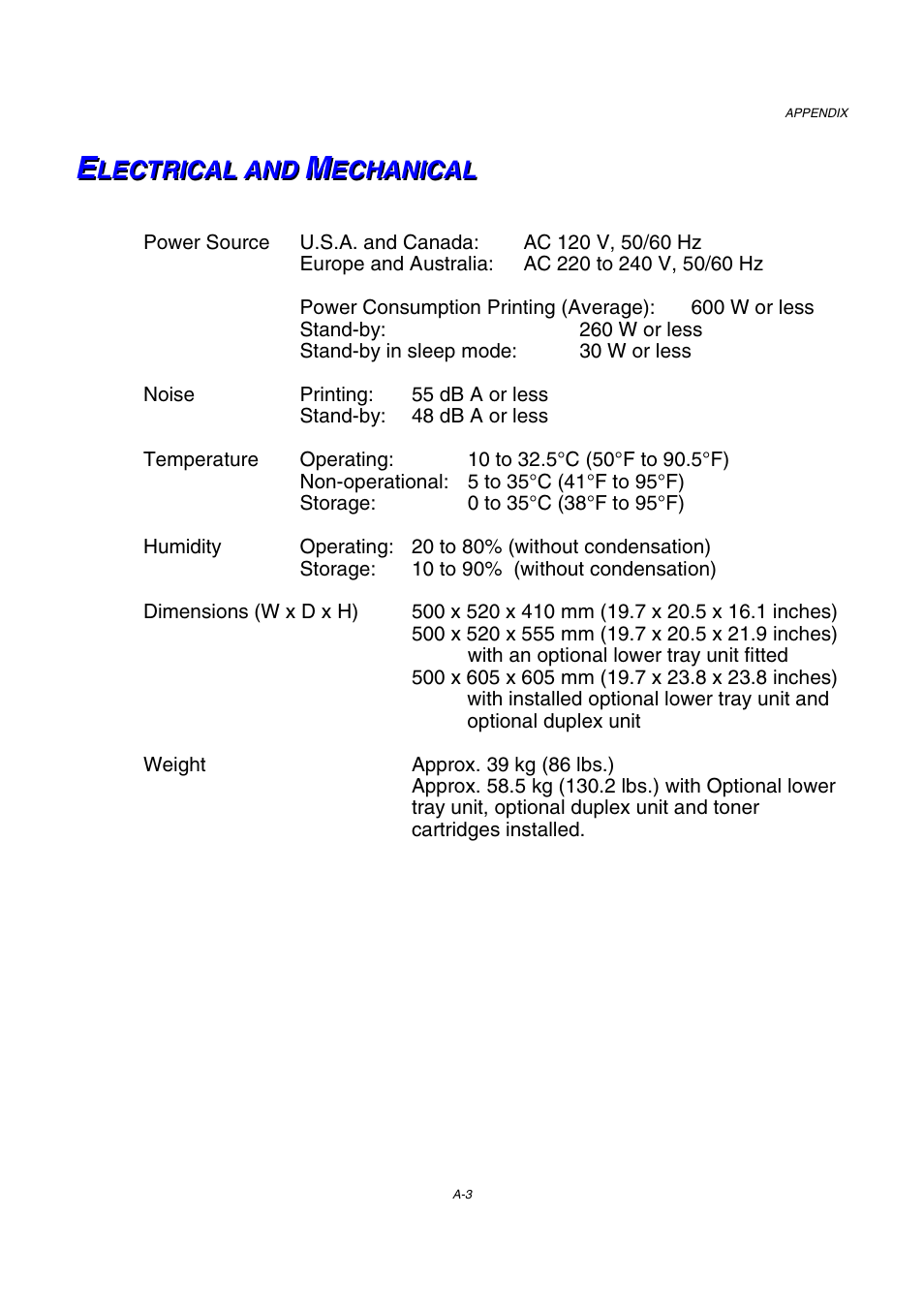 Electrical and mechanical | Brother HL-2600CN Series User Manual | Page 208 / 225