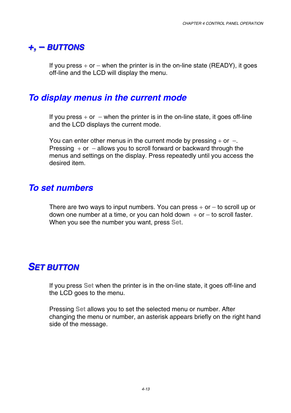 Buttons, To display menus in the current mode, To set numbers | Set button, S s s | Brother HL-2600CN Series User Manual | Page 82 / 225