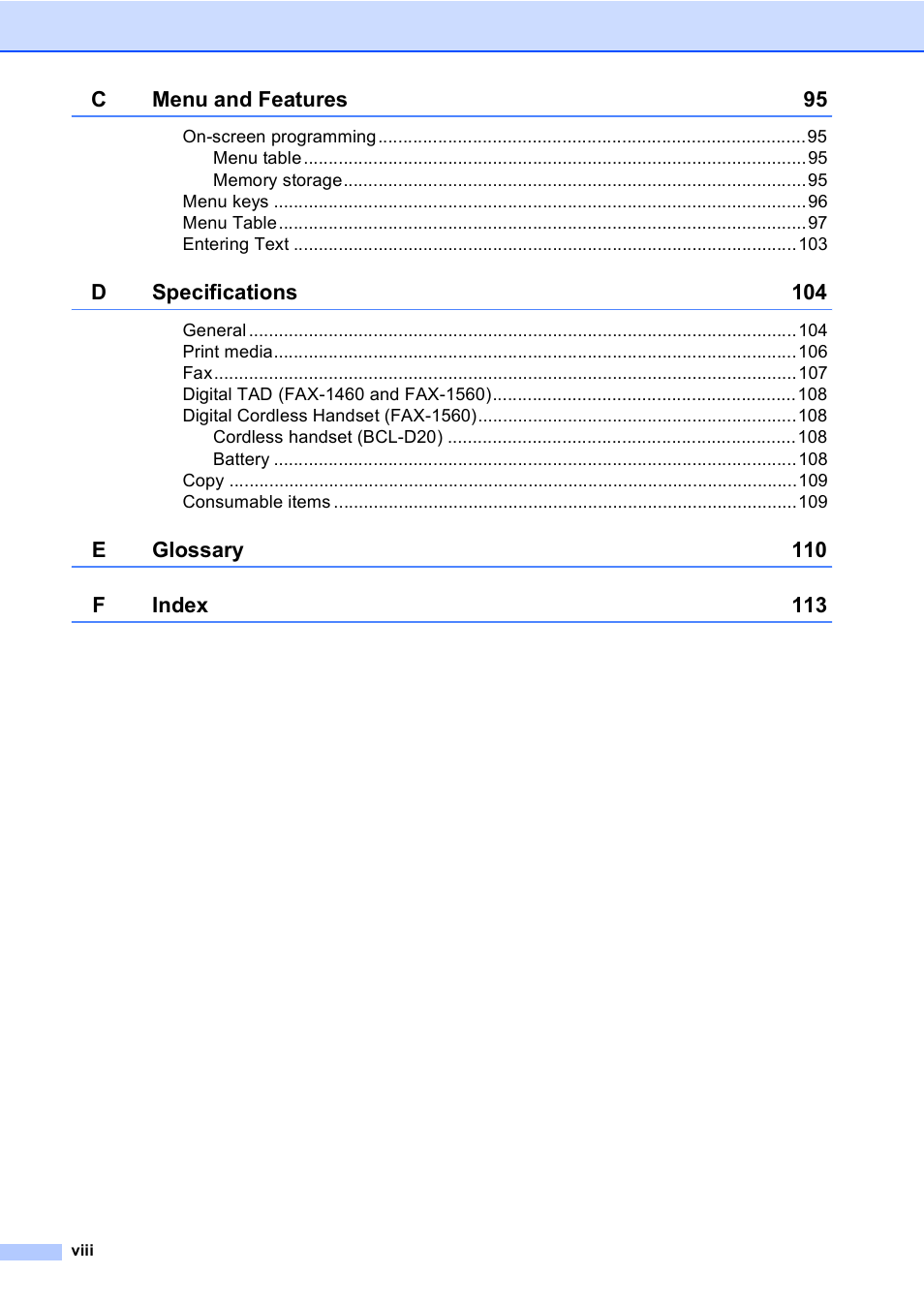 Brother FAX-1355 User Manual | Page 10 / 127