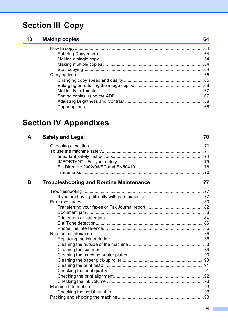 Brother FAX-1355 User Manual | Page 9 / 127