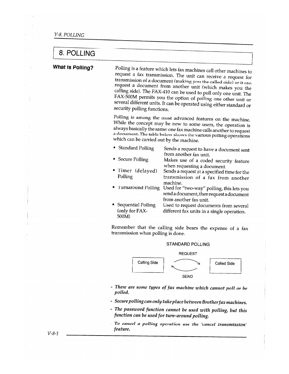 Polling, What is polling | Brother Fax-410M User Manual | Page 110 / 164