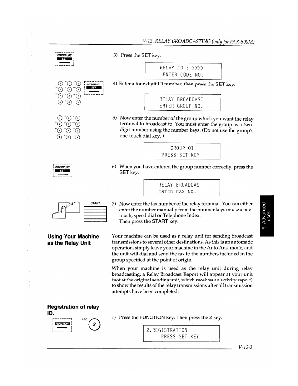 Registration of relay id | Brother Fax-410M User Manual | Page 125 / 164