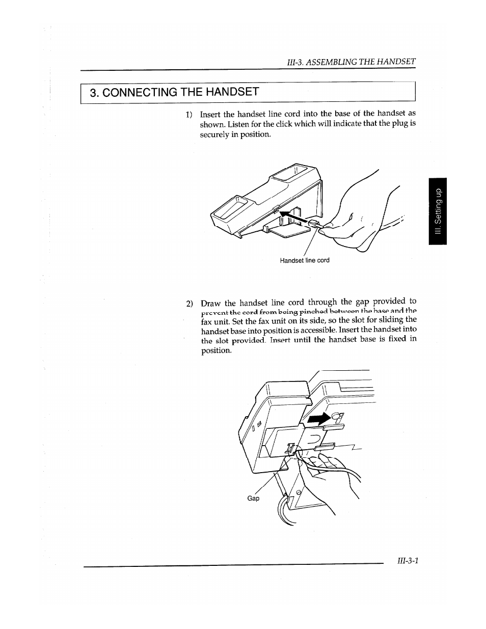 Connecting the handset | Brother Fax-410M User Manual | Page 41 / 164