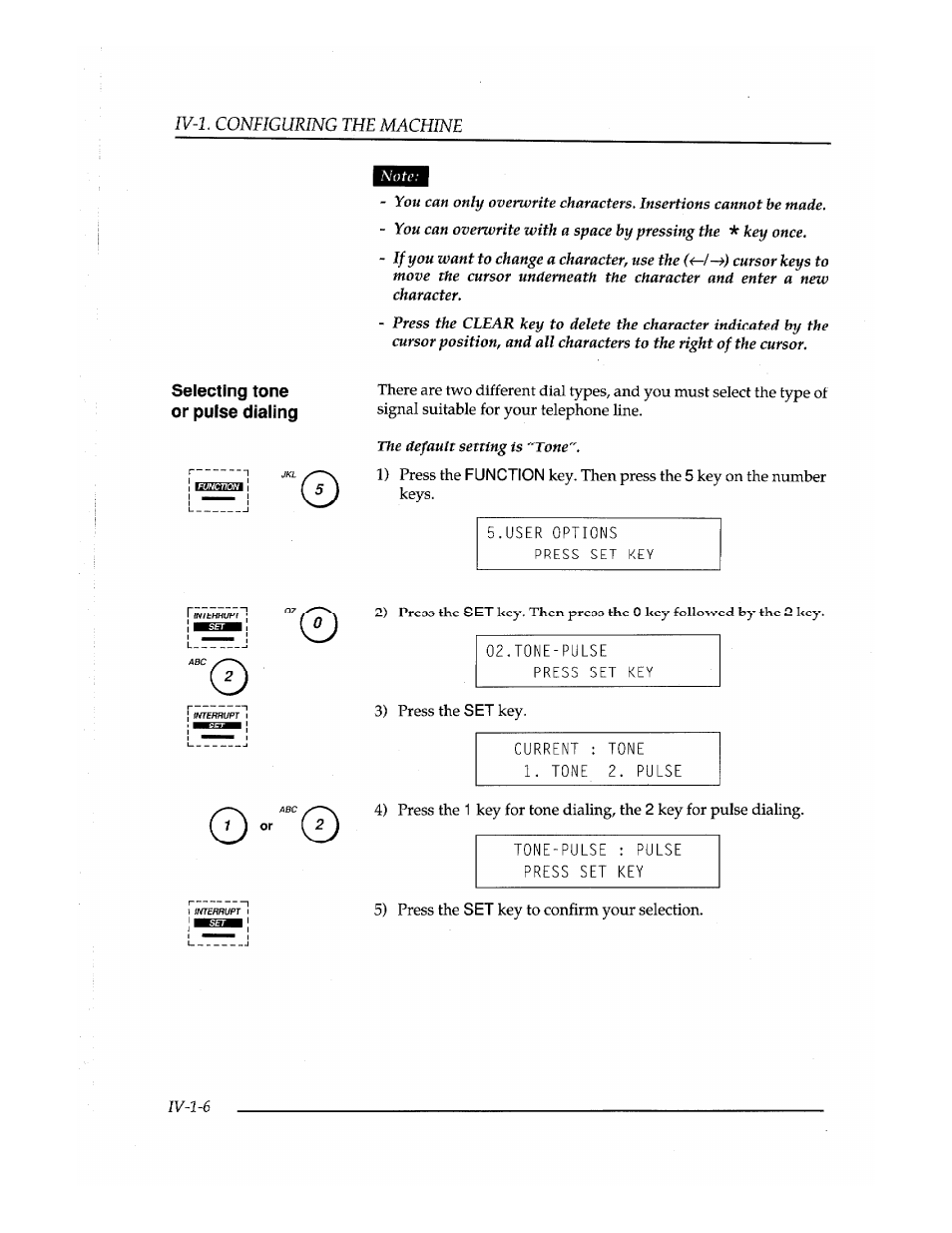 Selecting tone or pulse dialing | Brother Fax-410M User Manual | Page 60 / 164