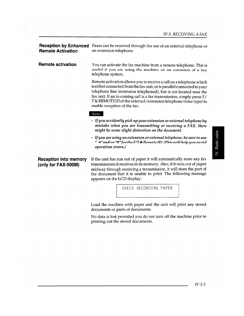 Reception by enhanced, Remote activation | Brother Fax-410M User Manual | Page 75 / 164
