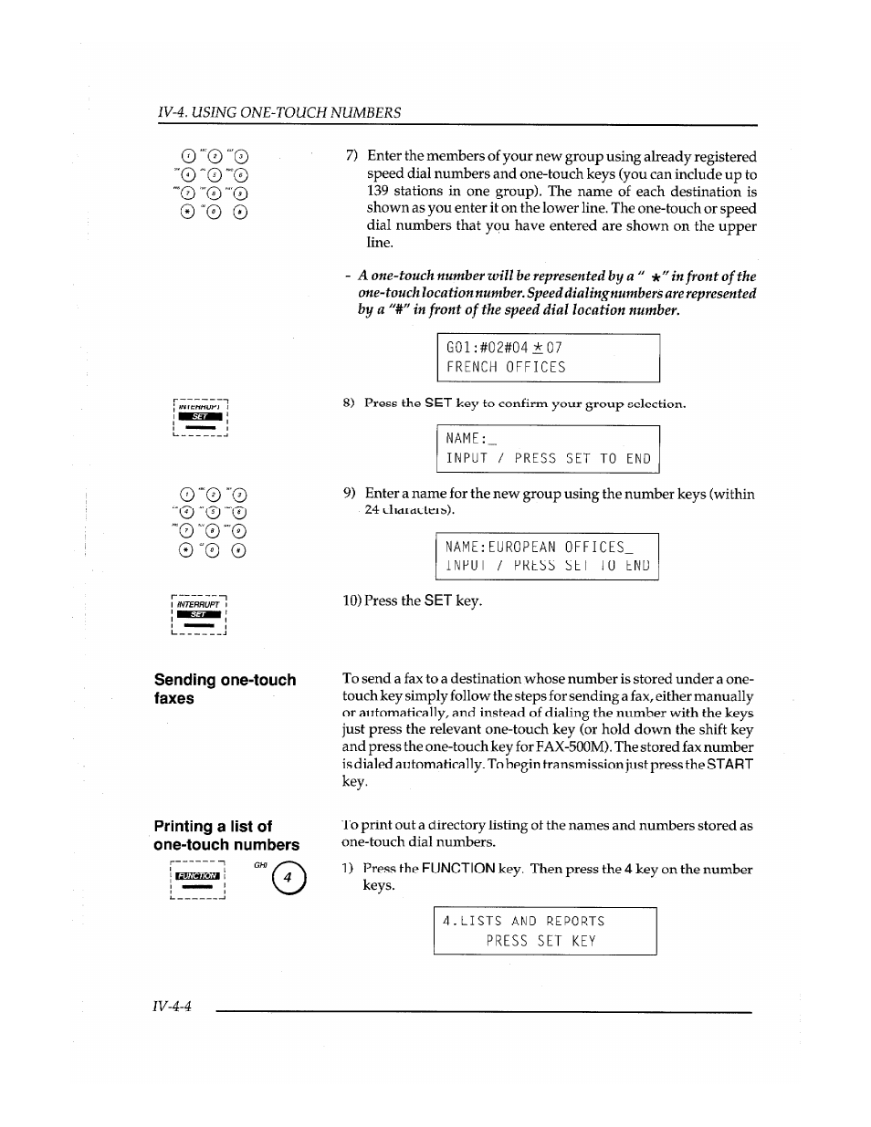 Printing a iist of one-touch numbers | Brother Fax-410M User Manual | Page 80 / 164