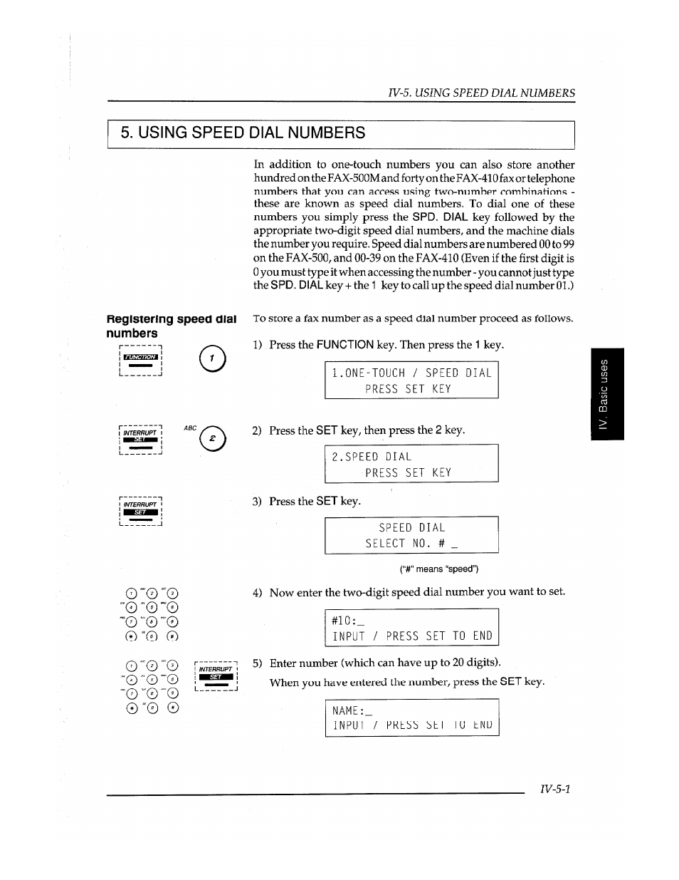 Using speed dial numbers, Numbers | Brother Fax-410M User Manual | Page 83 / 164