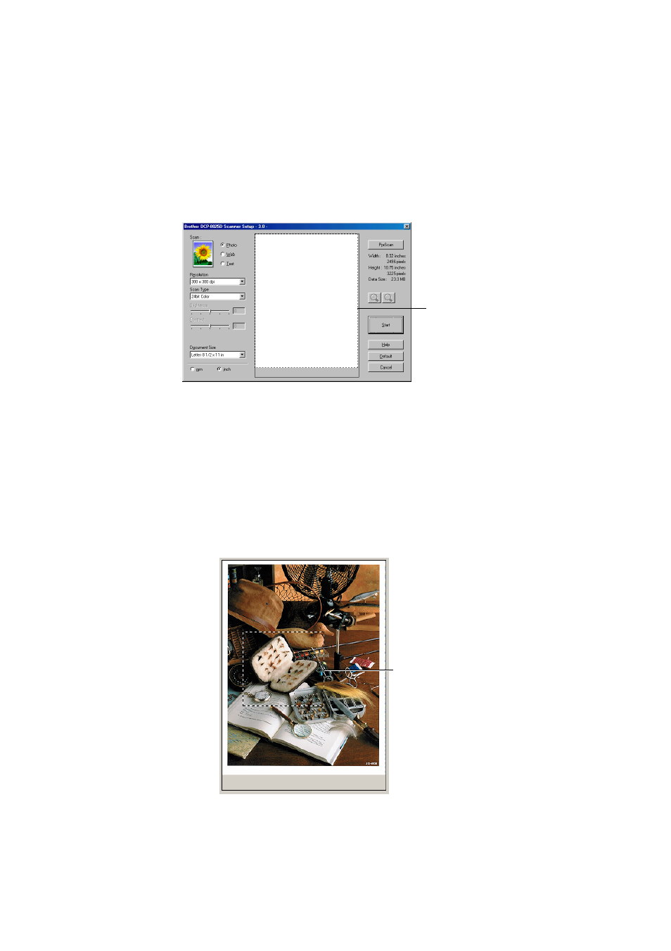 Pre-scanning to crop a portion you want to scan, Pre-scanning to crop a portion you want to scan -4 | Brother DCP8020 User Manual | Page 121 / 282