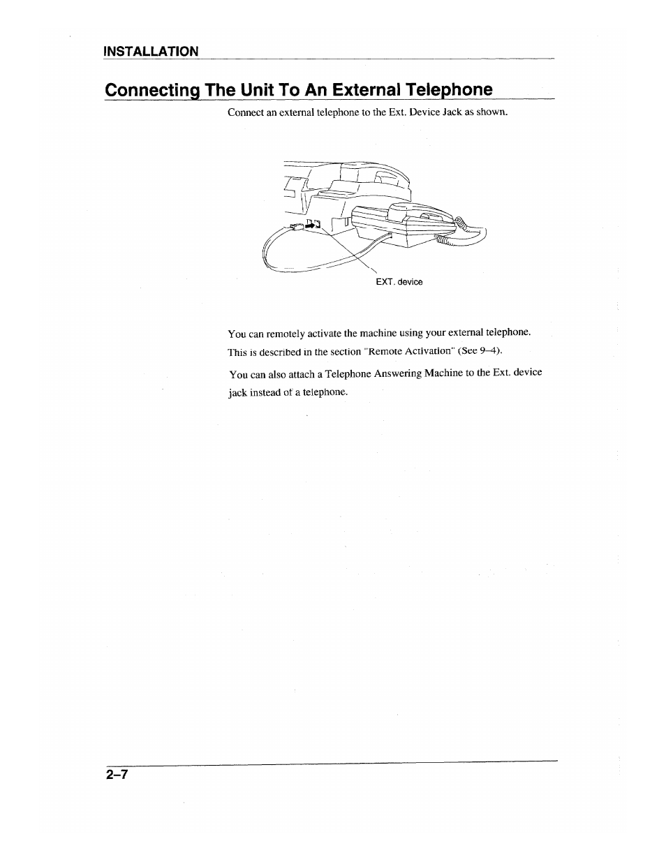 Connecting the unrt to an external telephone | Brother INTELLIFAX 600 User Manual | Page 26 / 122