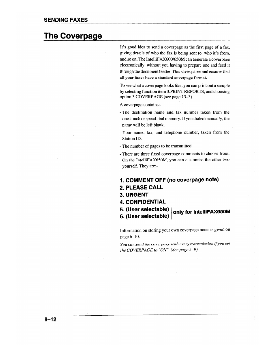 The coverpage | Brother INTELLIFAX 600 User Manual | Page 80 / 122