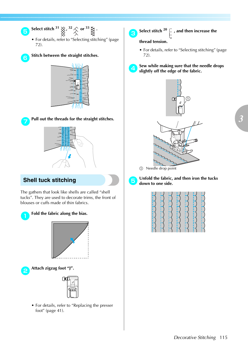 Shell tuck stitching | Brother NX-450 User Manual | Page 116 / 155