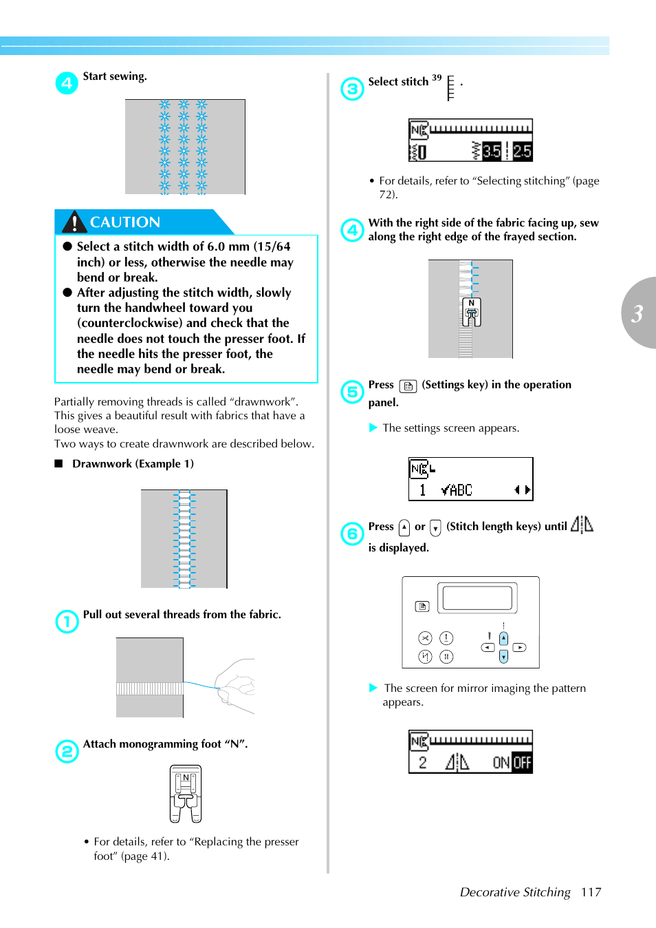 Caution | Brother NX-450 User Manual | Page 118 / 155