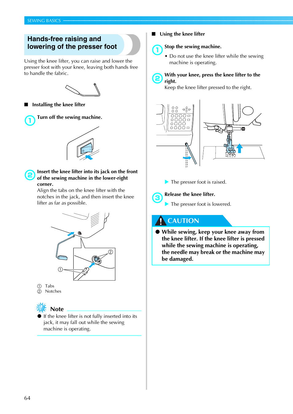 Caution | Brother NX-450 User Manual | Page 65 / 155