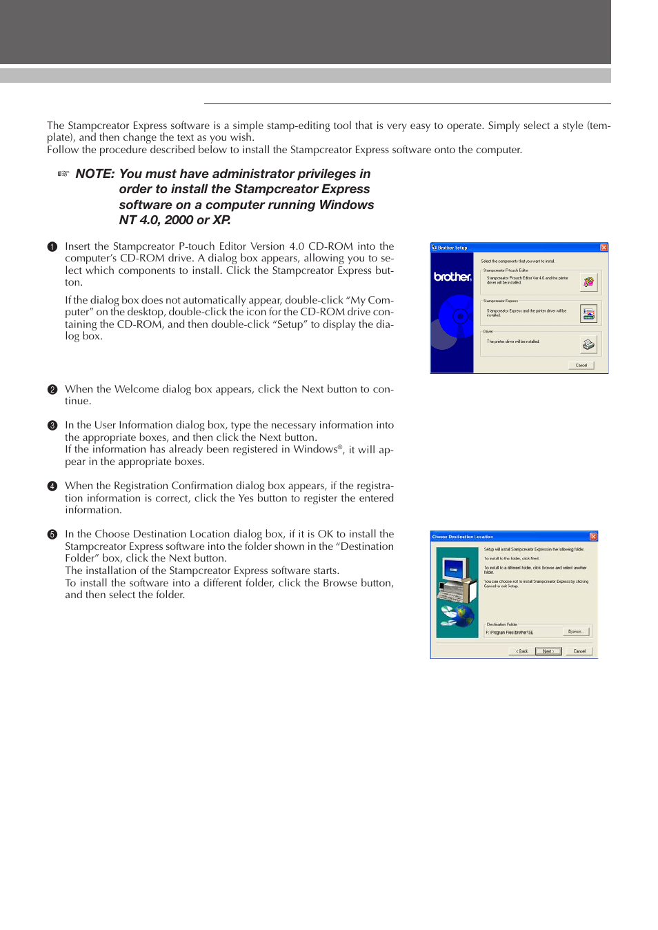 Stampcreator express, Set up | Brother SC-2000 User Manual | Page 16 / 64