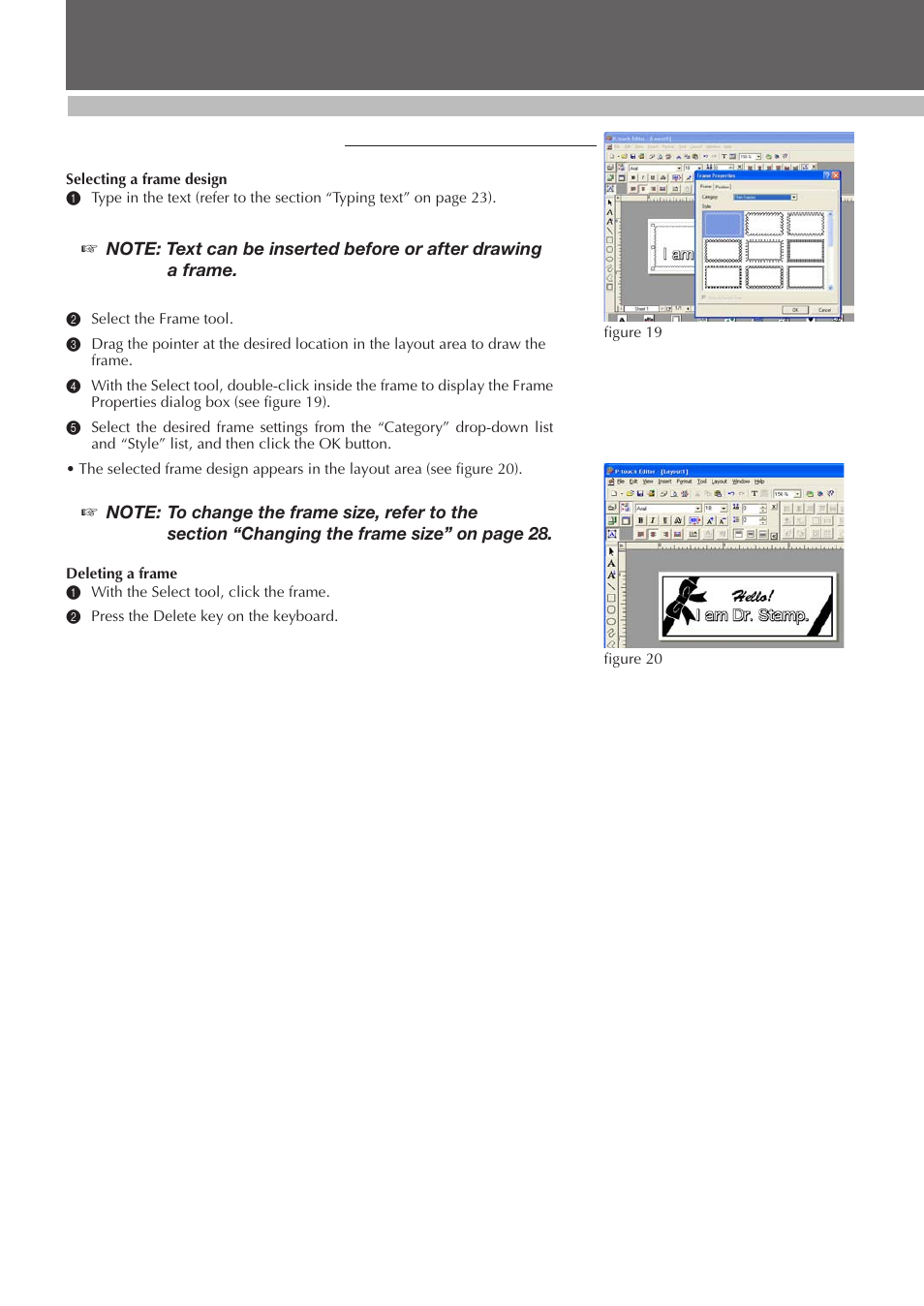 Using special design frames, Desigining a stamp (stampcreator p-touch editor) | Brother SC-2000 User Manual | Page 31 / 64