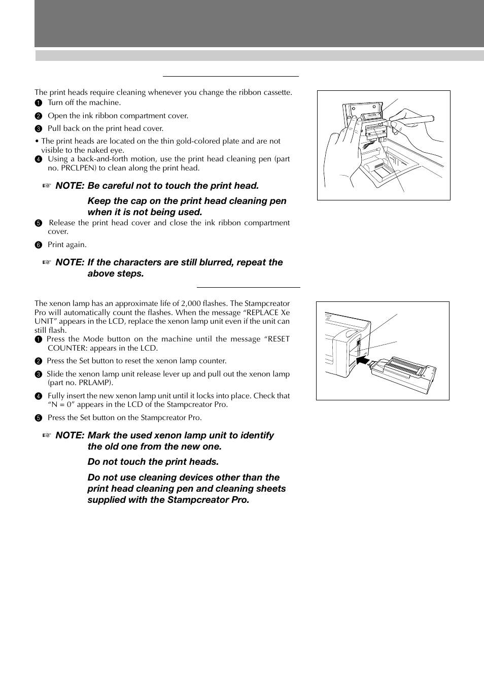 Cleaning the print heads, Replacing the xenon lamp unit, Care & troubleshooting | Brother SC-2000 User Manual | Page 51 / 64
