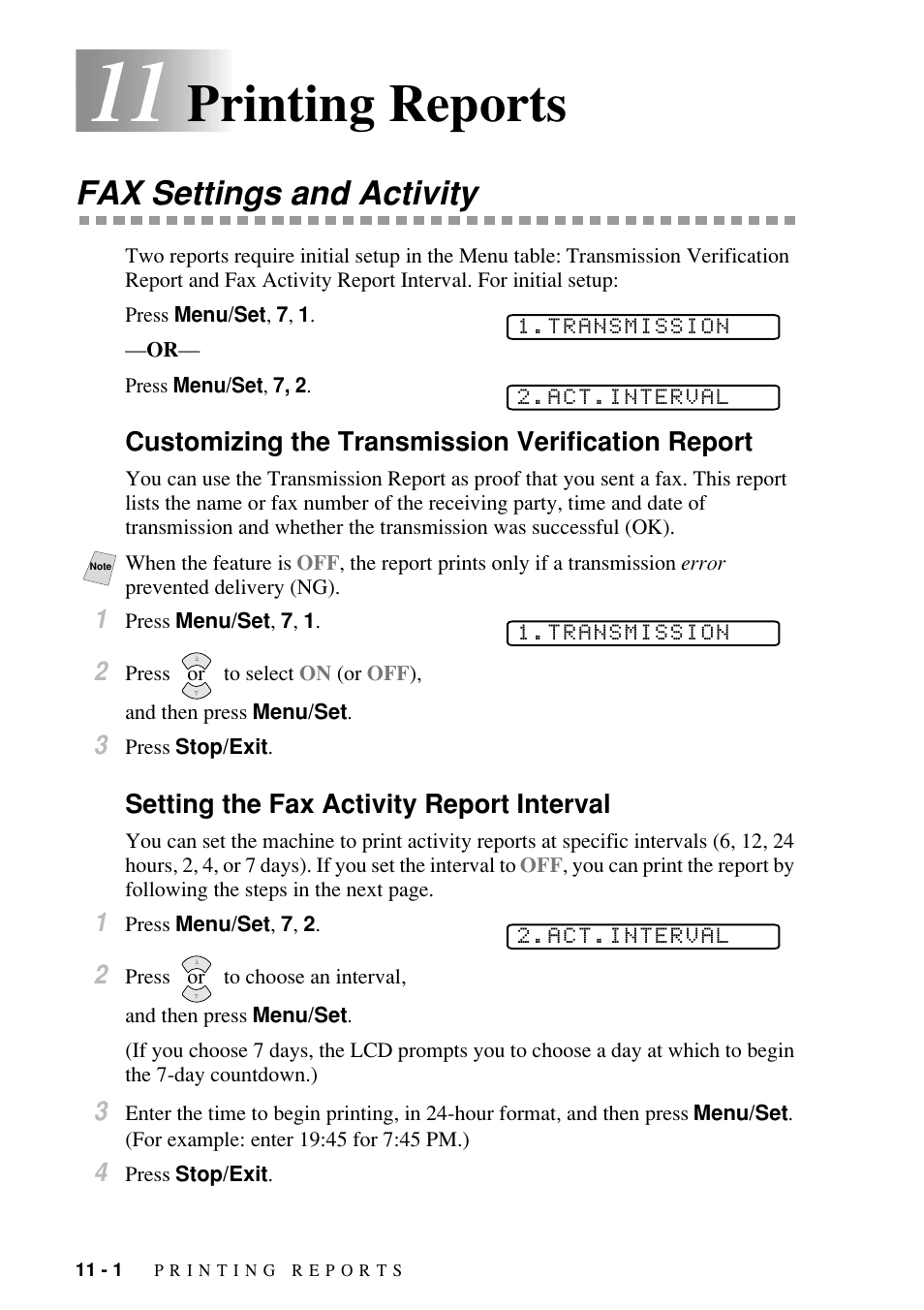 Printing reports, Fax settings and activity | Brother Fax-885MC User Manual | Page 84 / 108
