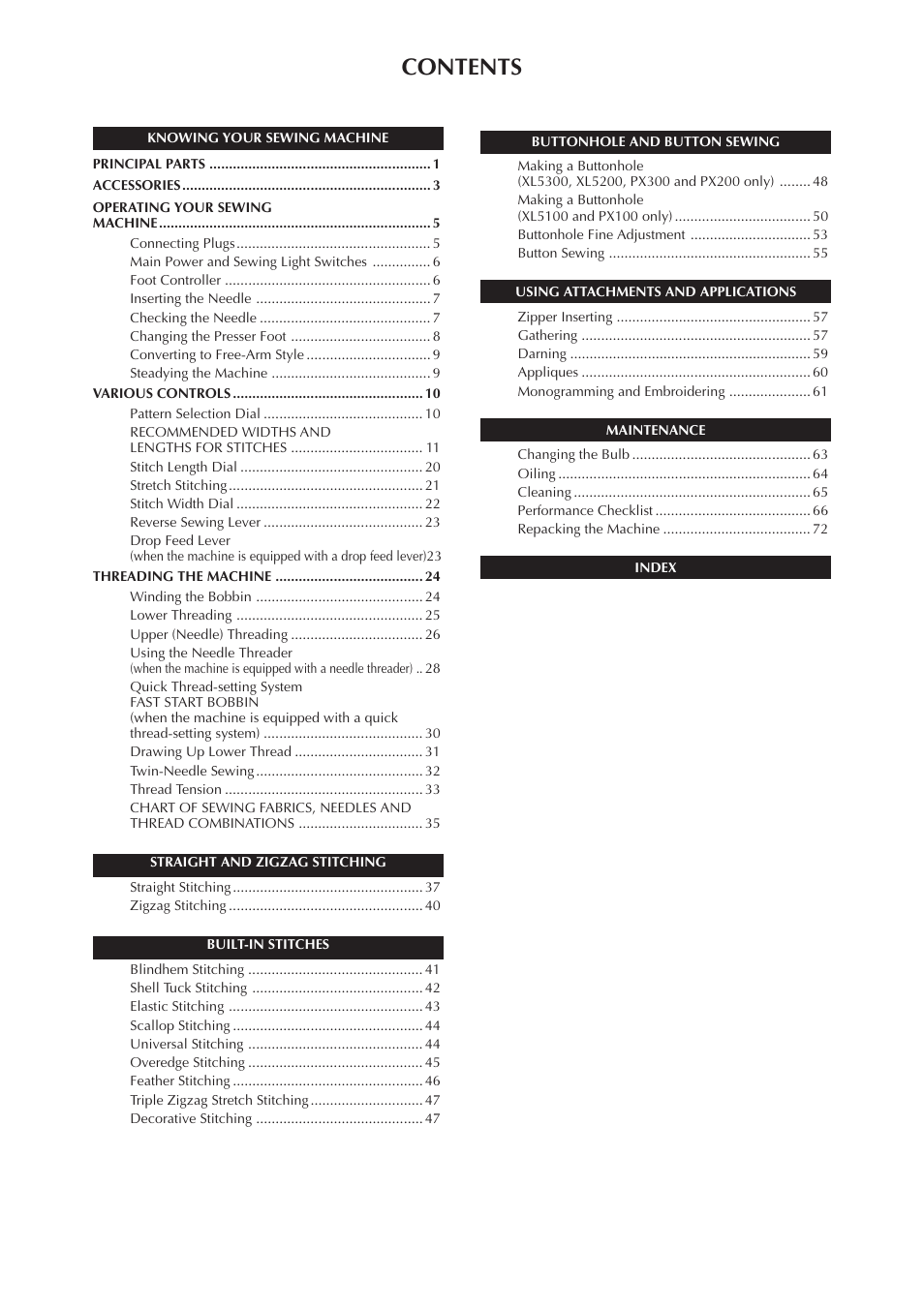 Brother XL5100 User Manual | Page 6 / 85