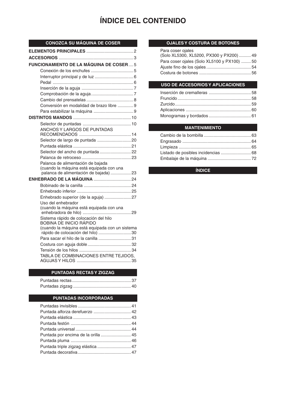 Brother XL5100 User Manual | Page 7 / 85