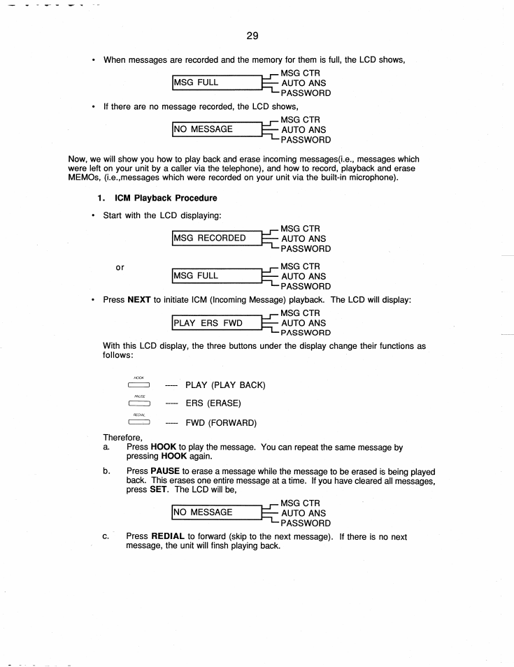 Icm playback procedure | Brother FAX-220 User Manual | Page 39 / 76
