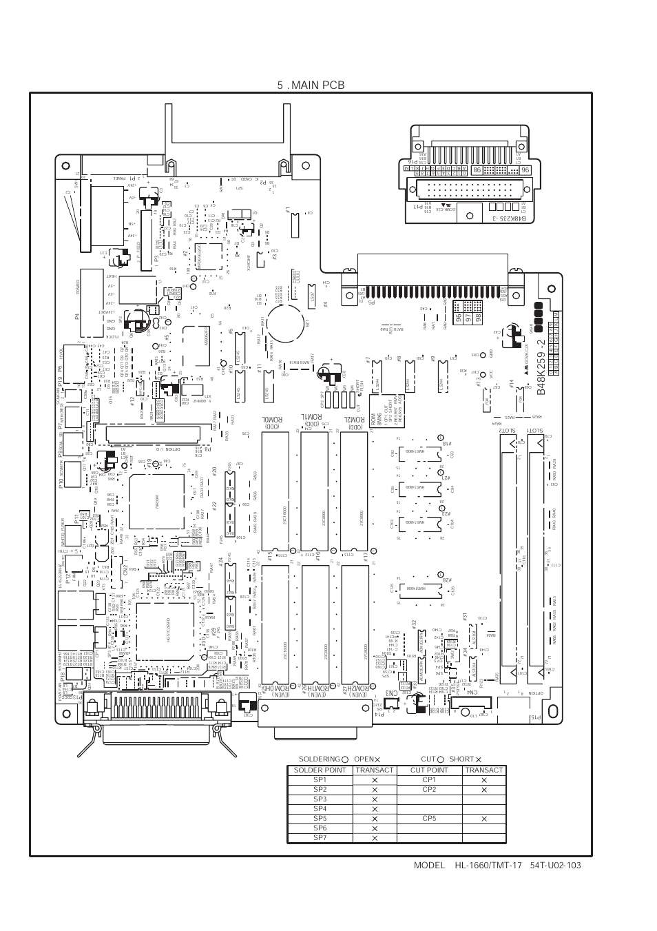 Illustration, Main pcb, Pr97114 | Ref.no, Code, Q'ty, Description, Symbol, Remark, Uk3298001 | Brother HL 1660 User Manual | Page 9 / 25