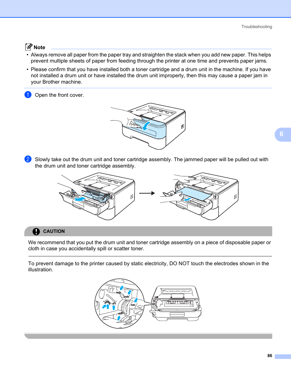 Open the front cover | Brother HL-2140 User Manual | Page 94 / 138