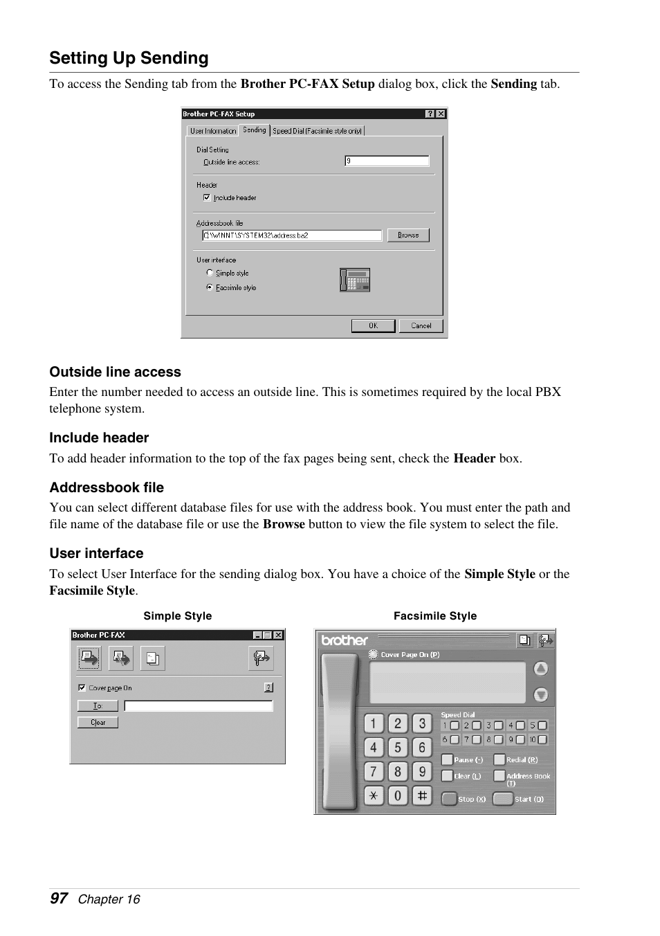 Setting up sending | Brother 4800 User Manual | Page 108 / 174