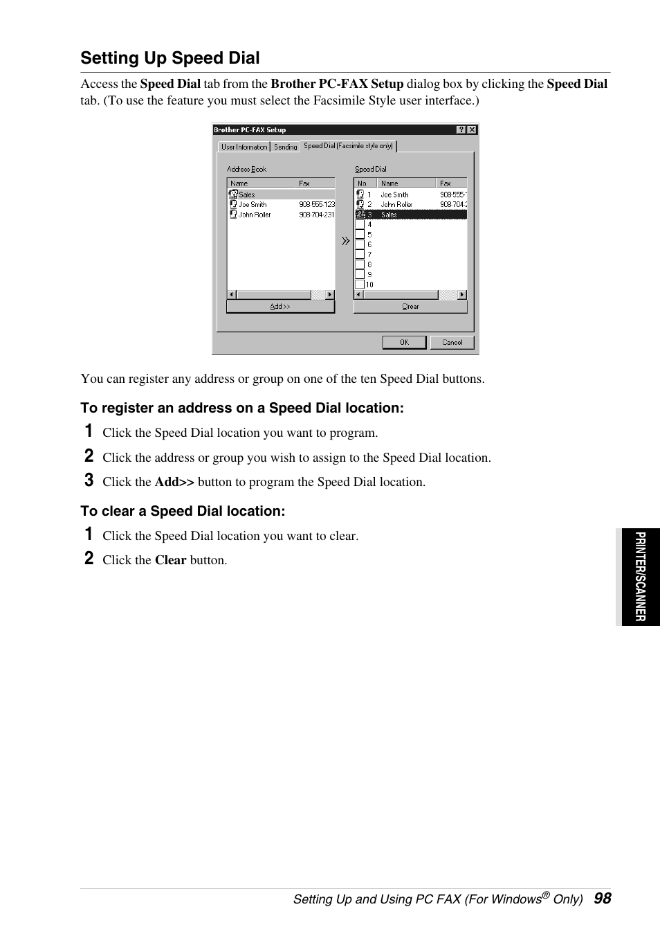 Setting up speed dial | Brother 4800 User Manual | Page 109 / 174