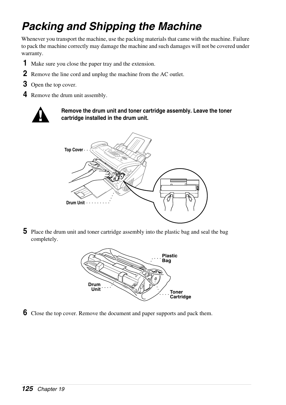 Packing and shipping the machine | Brother 4800 User Manual | Page 136 / 174