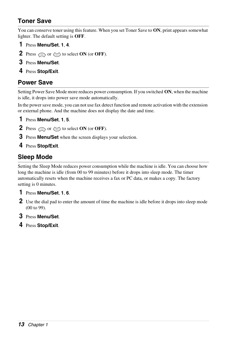Toner save, Power save, Sleep mode | Brother 4800 User Manual | Page 24 / 174