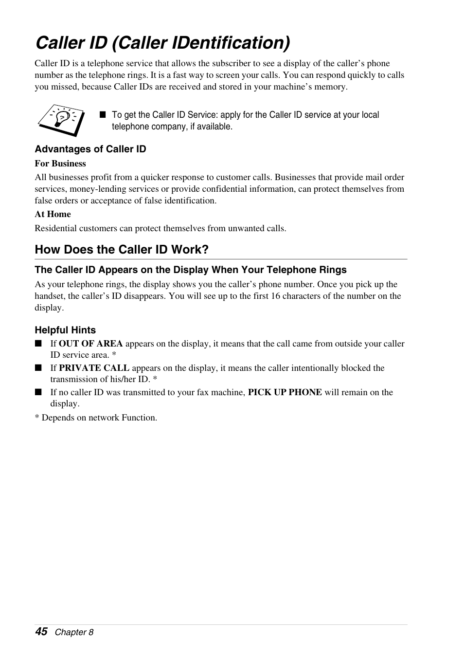 Caller id (caller identification), How does the caller id work | Brother 4800 User Manual | Page 56 / 174