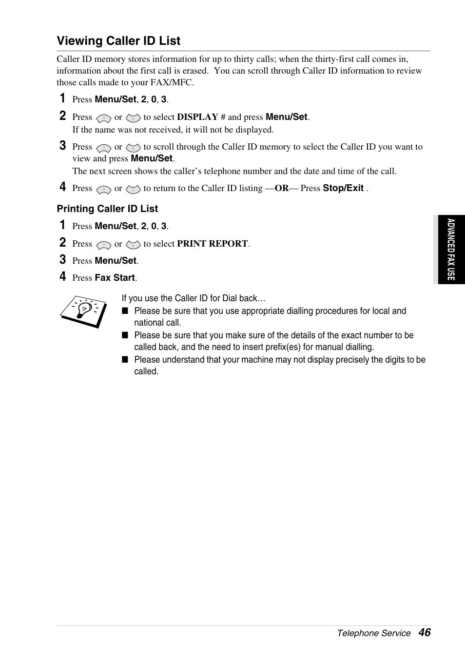 Viewing caller id list | Brother 4800 User Manual | Page 57 / 174