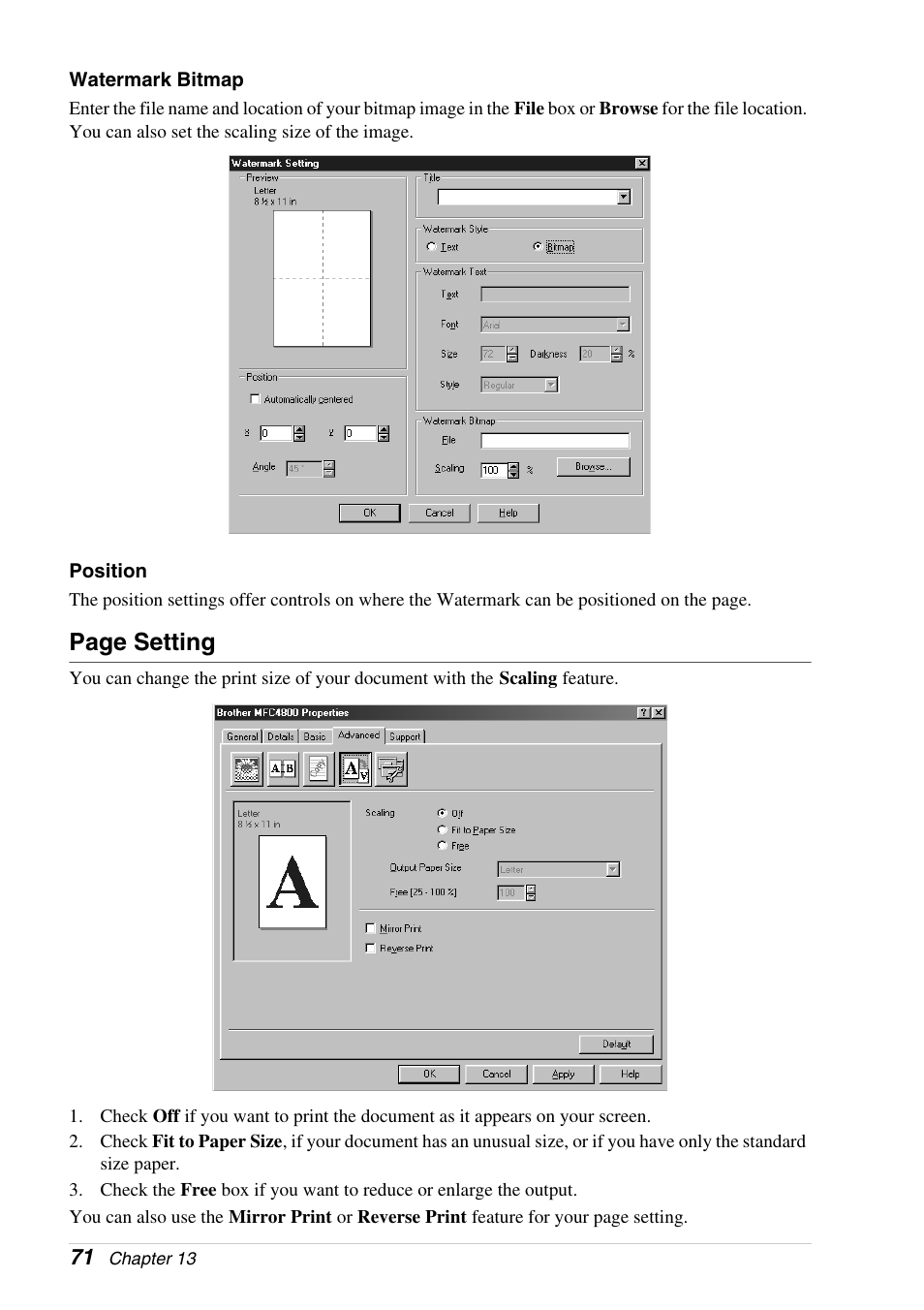 Page setting | Brother 4800 User Manual | Page 82 / 174