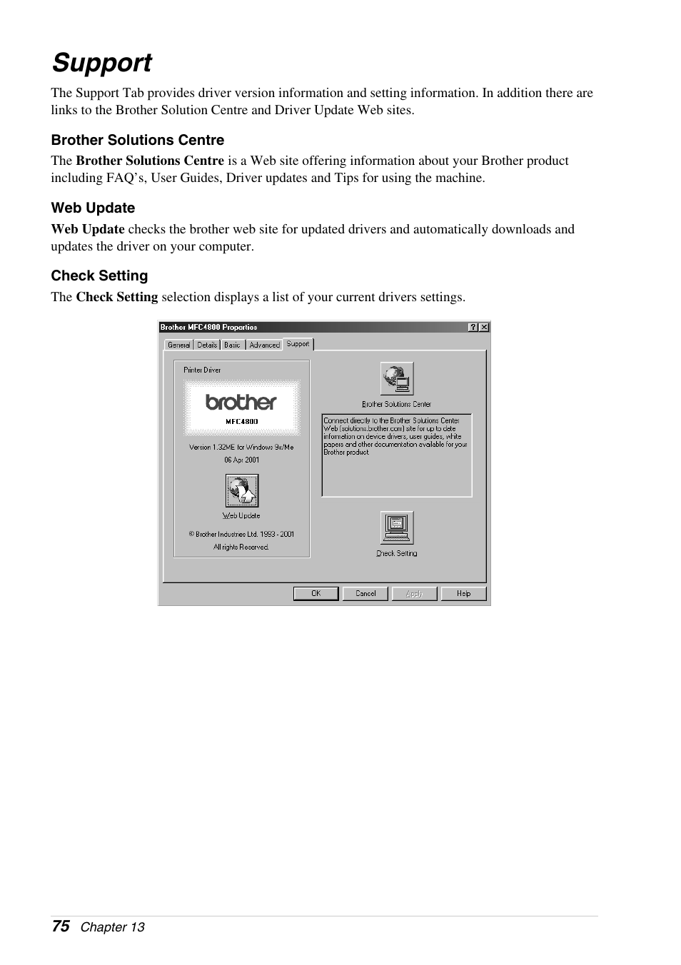 Support | Brother 4800 User Manual | Page 86 / 174