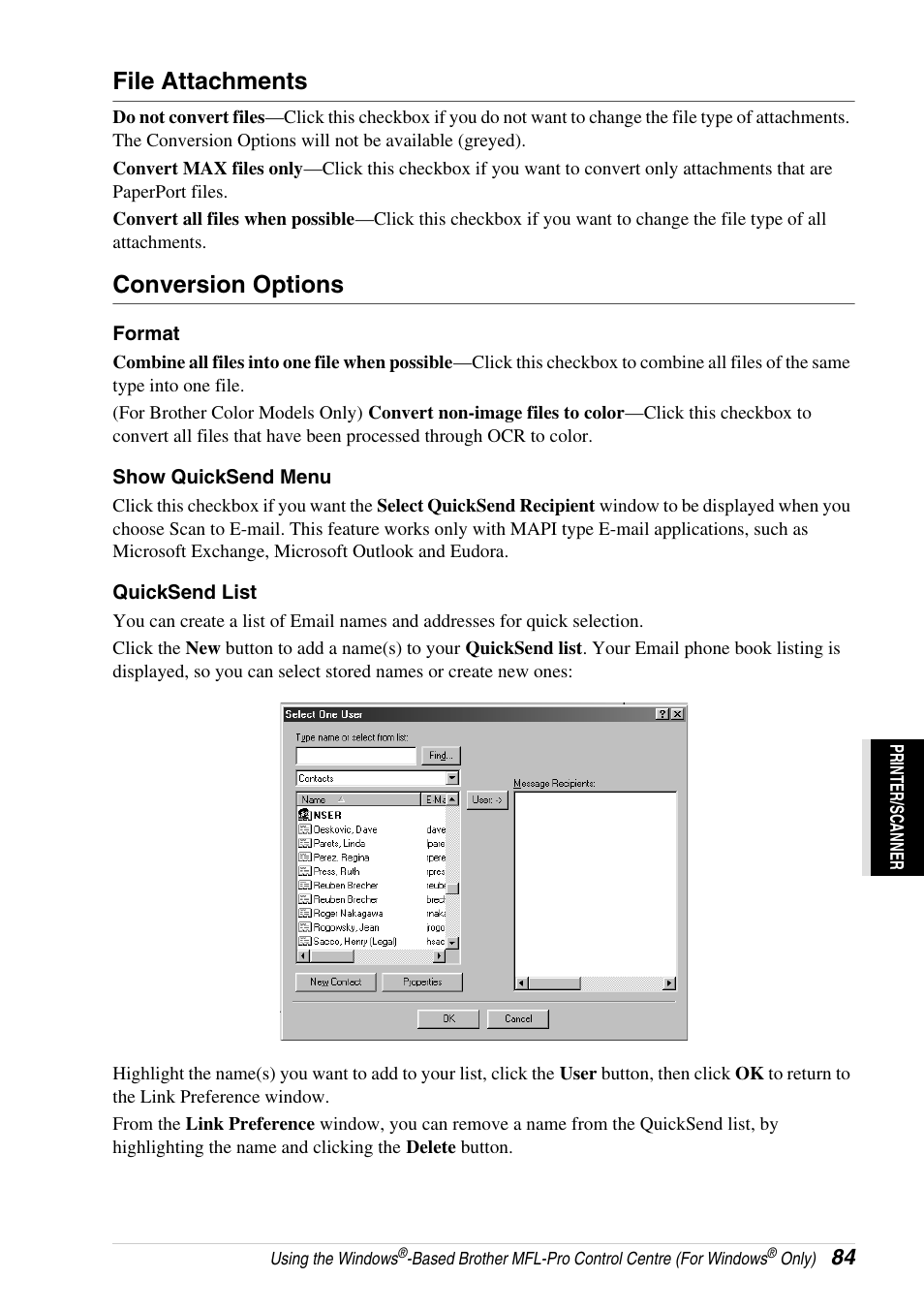 File attachments, Conversion options | Brother 4800 User Manual | Page 95 / 174