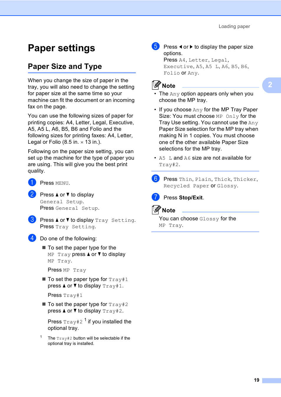 Paper settings, Paper size and type | Brother MFC 9970CDW User Manual | Page 27 / 218