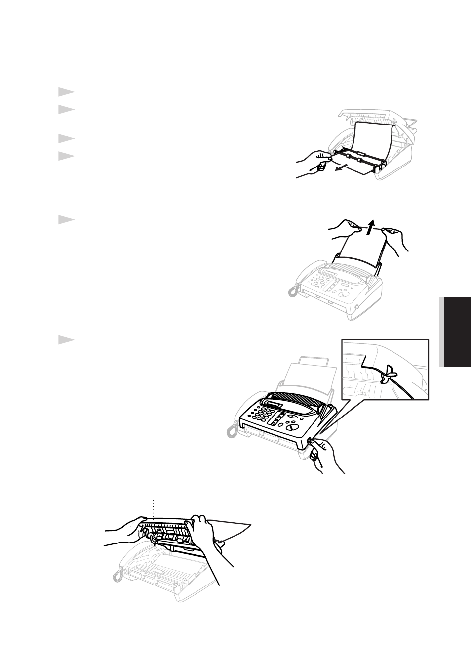 Clearing jams, Document jam, Paper jam | Brother T74 User Manual | Page 73 / 98